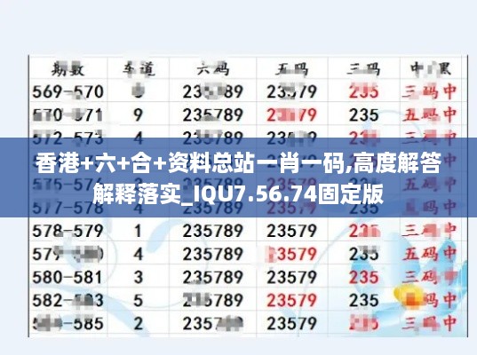香港+六+合+资料总站一肖一码,高度解答解释落实_IQU7.56.74固定版